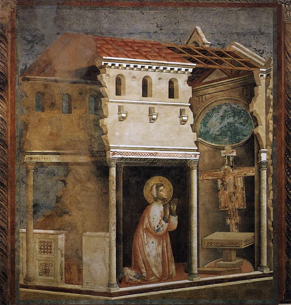 Franziskus betet vor dem Kreuz in San Damiano