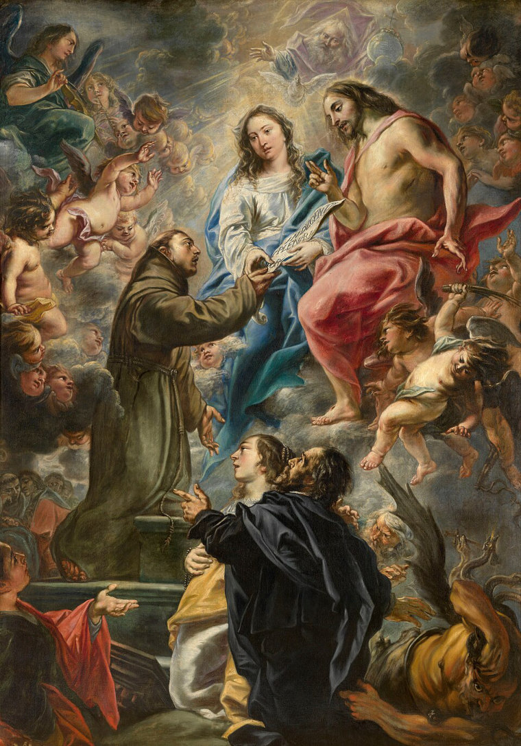 Francesco riceve da Maria e Cristo l'indulgenza della Porziuncola (dipinto di Cornelis Schut)