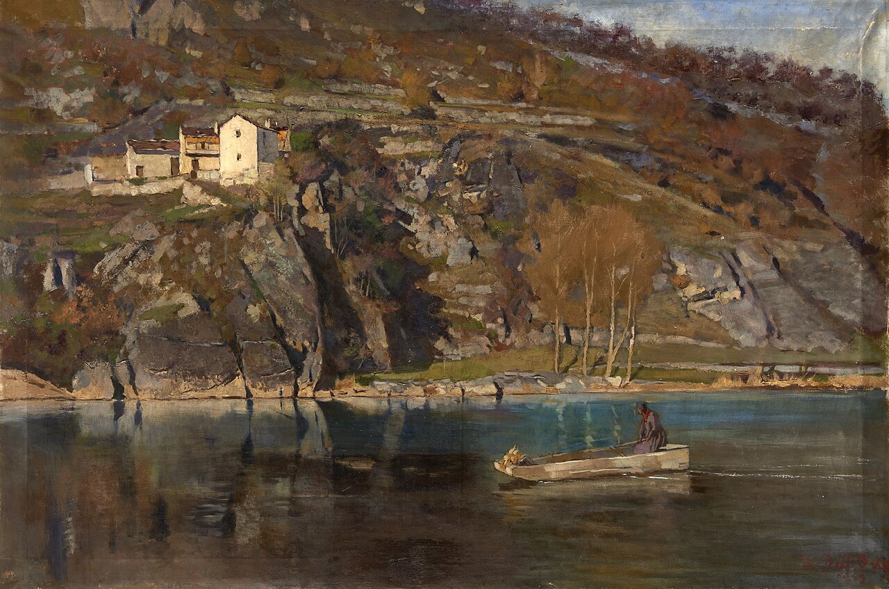 Fluss Adda in der Lombardei (Gemälde von Uberto Dell'Orto)